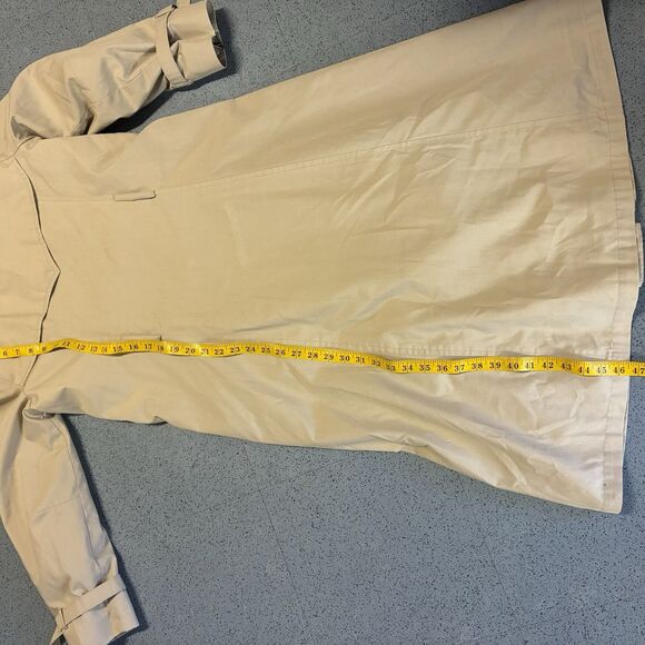 VTG London Fog Maincoats Trench Coat Beige Double Breasted Belted 10 Reg Lined - Picture 14 of 16